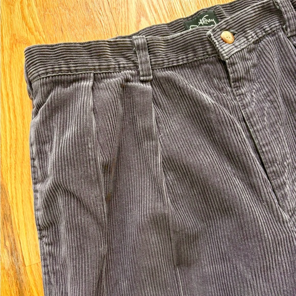 Kenny Rogers Pleated Corduroy Trousers Brown W36 Vintage Prep Mens - Picture 6 of 11